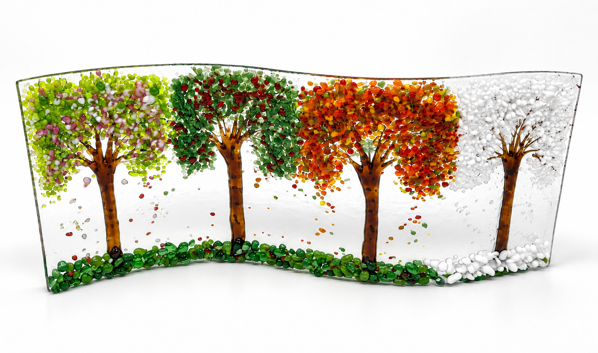 Fall Themed fused Glass Curved "S" Panels