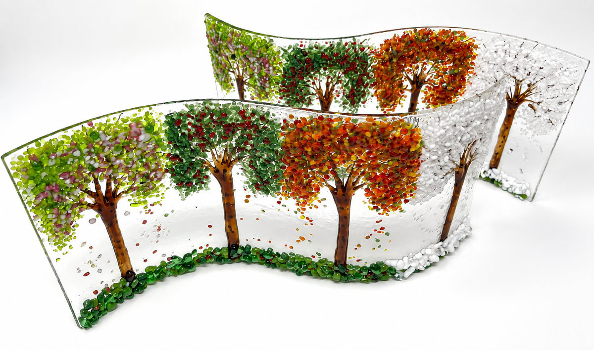 Fall Themed fused Glass Curved "S" Panels