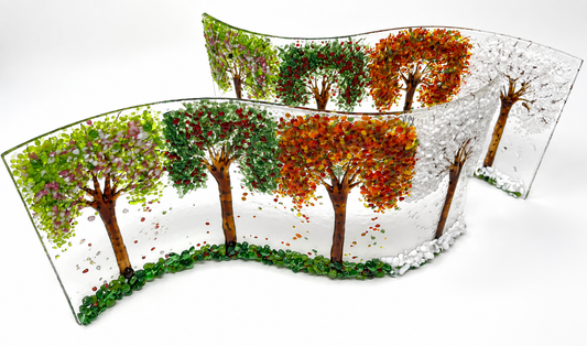 Fall Themed fused Glass Curved "S" Panels